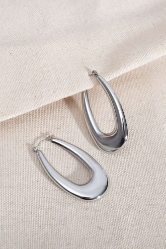 316L Çelik Gümüş Renk Oval Küpe