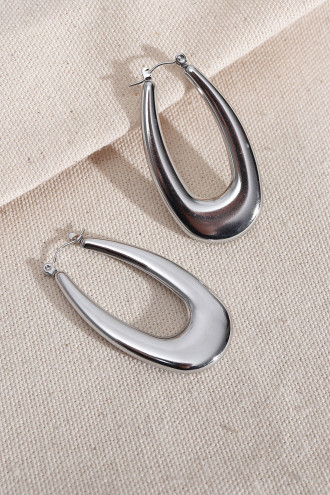 316L Çelik Gümüş Renk Oval Küpe