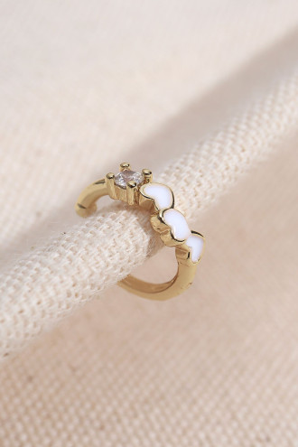 Beyaz Mineli Minik Kalp Figür Gold Renk Kıkırdak Küpe Beyaz Mineli Minik Kalp Figür Gold Renk Kıkırdak Küpe