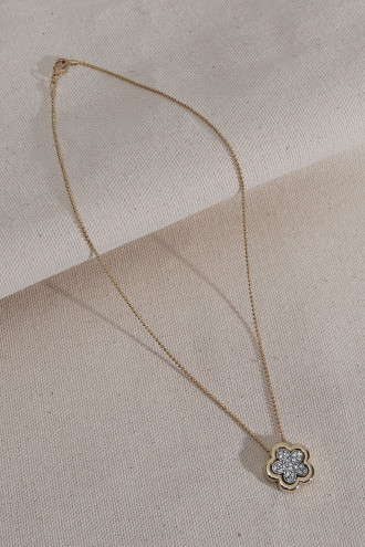 Taşlı Çiçek Figür Gold Renk Kolye Taşlı Çiçek Figür Gold Renk Kolye