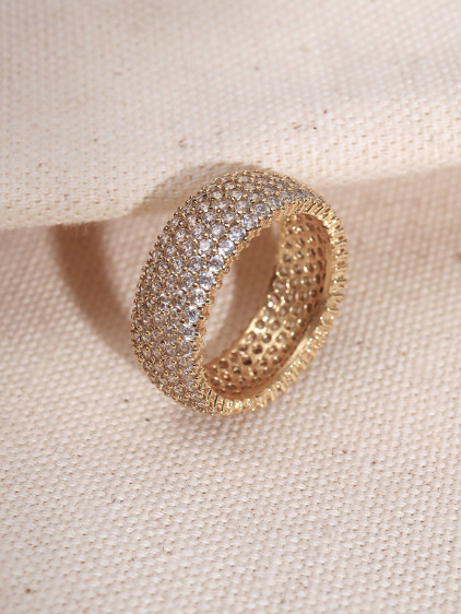Gold Renk Tam Tur Zircon Taşlı Yüzük