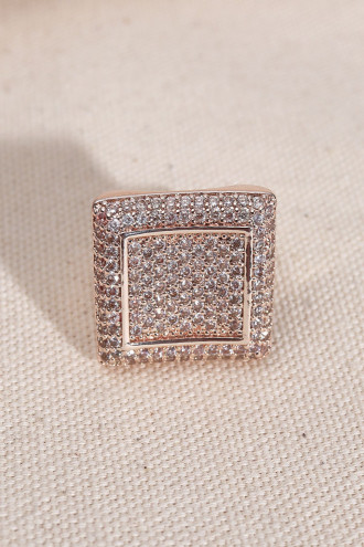 Zircon Taşlı Büyük Boy Kare Yüzük