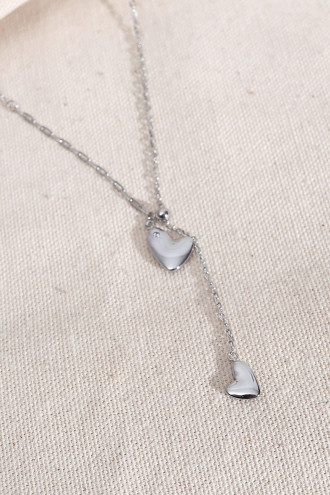 Asimetrik Kalp Figürlü Gümüş Renk 316L Çelik Kolye Asimetrik Kalp Figürlü Gümüş Renk 316L Çelik Kolye