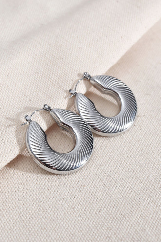 316L Çelik Gümüş Renk Halka Vintage Küpe