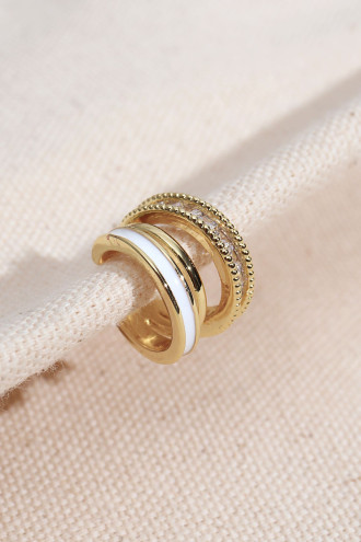 Beyaz Mineli Gold Renk Kare Taşlı Kıkırdak Küpe Beyaz Mineli Gold Renk Kare Taşlı Kıkırdak Küpe