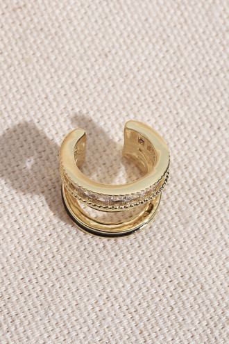 Siyah Mineli Gold Renk Kare Taşlı Kıkırdak Küpe Siyah Mineli Gold Renk Kare Taşlı Kıkırdak Küpe