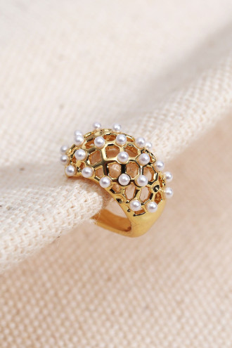 Küçük İnci Detaylı Gold Renk Kıkırdak Küpe