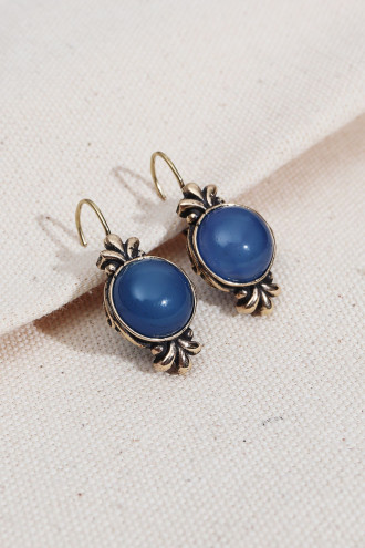 Lacivert Taşlı Otantik Küpe