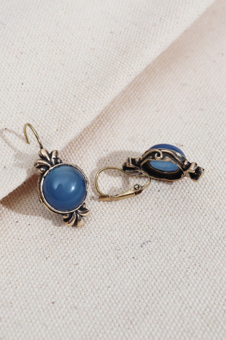 Lacivert Taşlı Otantik Küpe