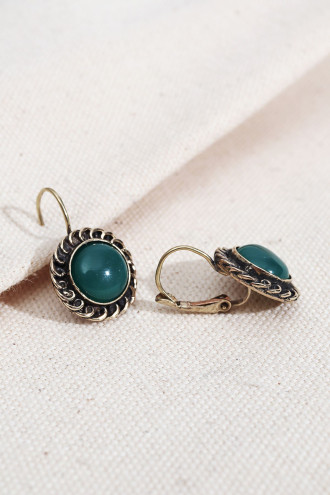 Yeşil Taşlı Yuvarlak Otantik Küpe Yeşil Taşlı Yuvarlak Otantik Küpe