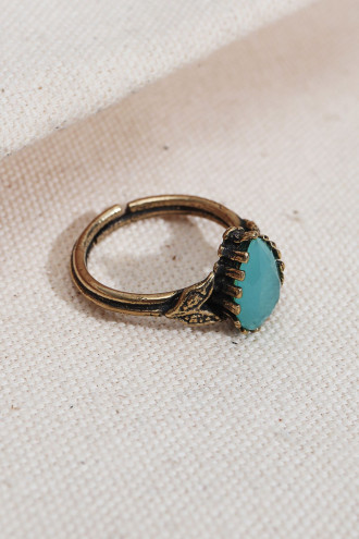 Turkuaz Damla Taşlı Otantik Ayarlanabilir Yüzük