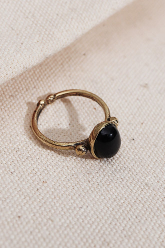 Siyah Taşlı Ayarlanabilir Otantik Yüzük Siyah Taşlı Ayarlanabilir Otantik Yüzük