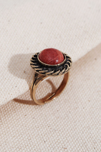 Mercan Yuvarlak Taşlı Otantik Yüzük Mercan Yuvarlak Taşlı Otantik Yüzük