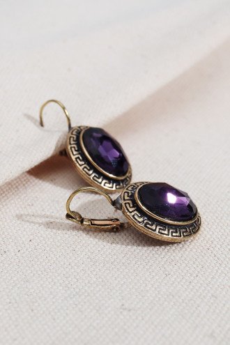 Mor Taşlı Otantik Küpe