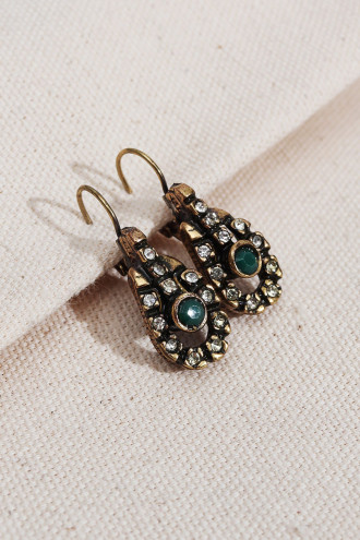 Yeşil Taşlı Otantik Küpe