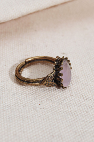 Toz Pembe Damla Taşlı Otantik Ayarlanabilir Yüzük