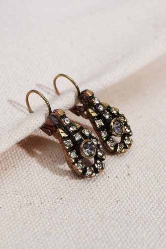 Antrasit Taşlı Otantik Küpe