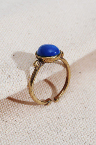 Lacivert Taşlı Ayarlanabilir Otantik Yüzük