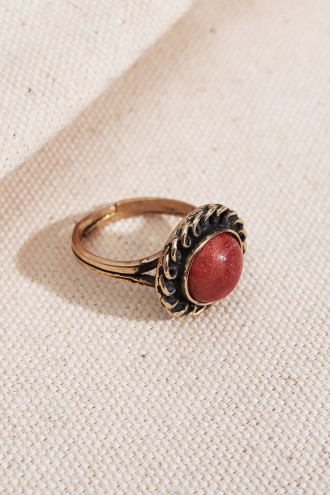 Mercan Yuvarlak Taşlı Otantik Yüzük Mercan Yuvarlak Taşlı Otantik Yüzük