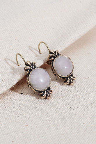 Beyaz Taşlı Otantik Küpe Beyaz Taşlı Otantik Küpe