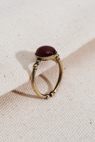 Bordo Taşlı Ayarlanabilir Otantik Yüzük