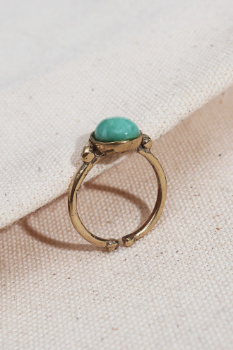 Yeşil Taşlı Ayarlanabilir Otantik Yüzük