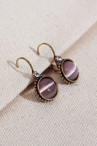 Saydam Lila Taşlı Yuvarlak Otantik Küpe Saydam Lila Taşlı Yuvarlak Otantik Küpe