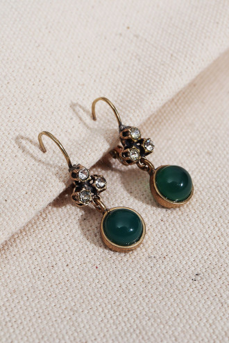 Bombe Taş Model Yeşil Taşlı Sallantılı Otantik Küpe Bombe Taş Model Yeşil Taşlı Sallantılı Otantik Küpe