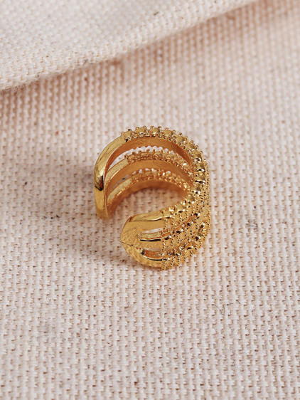 3 Şeritli Gold Renk Kıkırdak Küpe