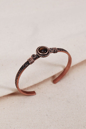 Kaplan Gözü Doğal Taş Bakır Bileklik Kaplan Gözü Doğal Taş Bakır Bileklik