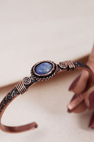Lapis Taşlı Oval Otantik Bakır Bilezik Lapis Taşlı Oval Otantik Bakır Bilezik
