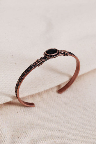 Onix Taşlı Oval Otantik Bakır Bilezik