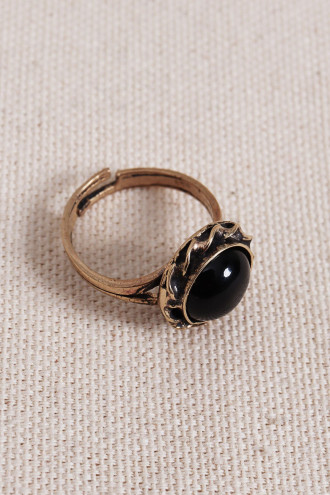 Siyah Taşlı Yuvarlak Otantik Yüzük Siyah Taşlı Yuvarlak Otantik Yüzük