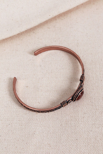 Akik Taşlı Oval Otantik Bakır Bilezik