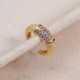 Lila Zircon Taşlı Gold Renk Tekli Sıkıştırmalı Kıkırdak Küpe