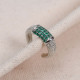 Yeşil Zircon Taşlı Silver Renk Tekli Sıkıştırmalı Kıkırdak Küpe