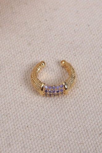 Lila Zircon Taşlı Gold Renk Tekli Sıkıştırmalı Kıkırdak Küpe Lila Zircon Taşlı Gold Renk Tekli Sıkıştırmalı Kıkırdak Küpe