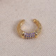 Lila Zircon Taşlı Gold Renk Tekli Sıkıştırmalı Kıkırdak Küpe