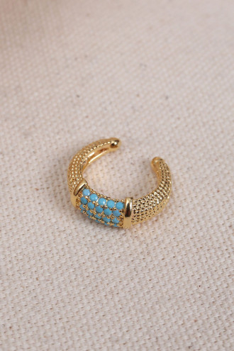 Turkuaz Zircon Taşlı Gold Renk Tekli Sıkıştırmalı Kıkırdak Küpe Turkuaz Zircon Taşlı Gold Renk Tekli Sıkıştırmalı Kıkırdak Küpe