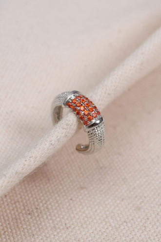 Turuncu Zircon Taşlı Silver Renk Tekli Sıkıştırmalı Kıkırdak Küpe