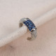 Lacivert Zircon Taşlı Silver Renk Tekli Sıkıştırmalı Kıkırdak Küpe