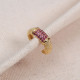 Pembe Zircon Taşlı Gold Renk Tekli Sıkıştırmalı Kıkırdak Küpe