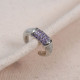 Lila Zircon Taşlı Silver Renk Tekli Sıkıştırmalı Kıkırdak Küpe