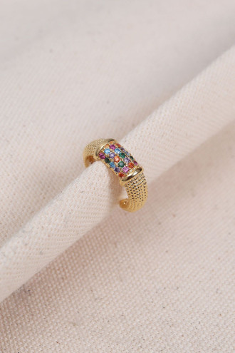 Mix Zircon Taşlı Gold Renk Tekli Sıkıştırmalı Kıkırdak Küpe