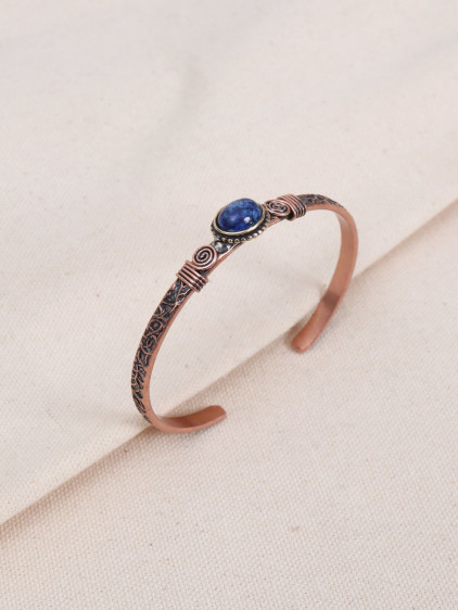 Lapis Taşlı Oval Otantik Bakır Bilezik Lapis Taşlı Oval Otantik Bakır Bilezik