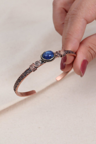 Lapis Taşlı Oval Otantik Bakır Bilezik Lapis Taşlı Oval Otantik Bakır Bilezik