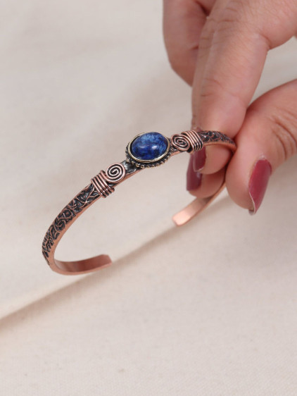 Lapis Taşlı Oval Otantik Bakır Bilezik Lapis Taşlı Oval Otantik Bakır Bilezik