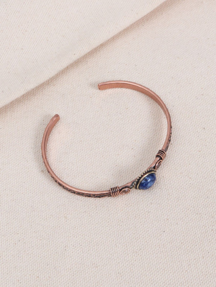 Lapis Taşlı Oval Otantik Bakır Bilezik Lapis Taşlı Oval Otantik Bakır Bilezik