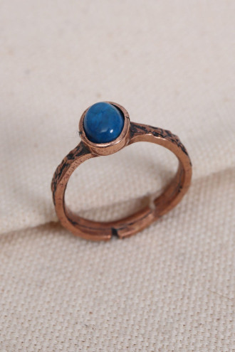 Lapis Taşlı Saf Bakır Ayarlanabilir Yüzük( Doğal Taş)