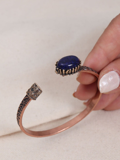 Lapis Taşlı Saf Bakır Otantik Bilezik (Doğal Taş) Lapis Taşlı Saf Bakır Otantik Bilezik (Doğal Taş)